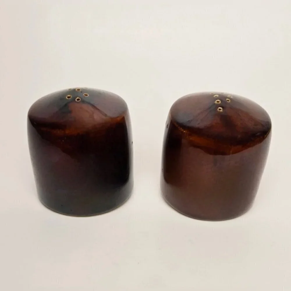 Vintage Hall Brown Drip Glaze Salt and Pepper Shakers USA Mid Century